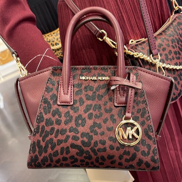 Michael Kors Avril Extra-Small Leather and Suede Satchel Crossbody Exotic Print - Picture 11 of 16